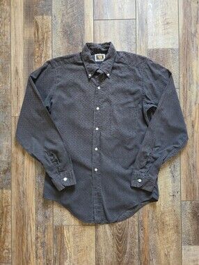Donegal - Vintage 1960s 1700 Collection Geometric Cotton Shirt - S - Charcoal